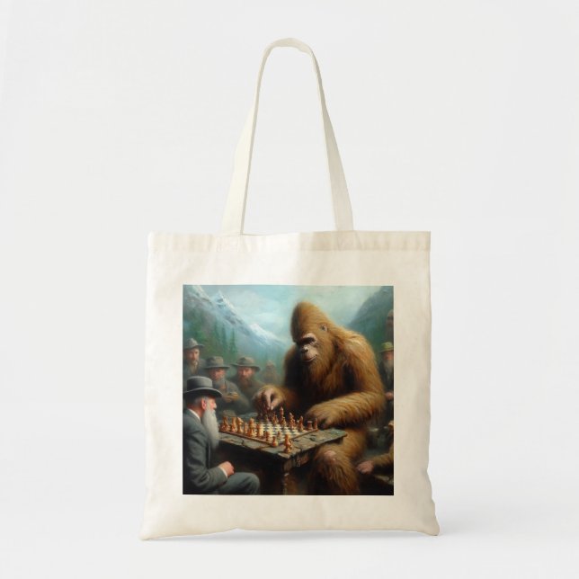 Bolsa Tote Bigfoot Tocando Xadrez (Frente)