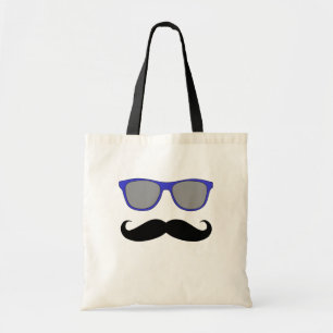 Bolsa Tote bigode e óculos escuros azuis Humor