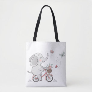 Bolsa Tote Bike do Elefante Whimsso - Crianças Design