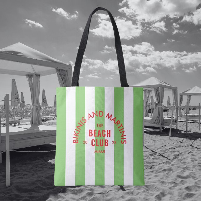 Bolsa Tote Bikinis E Martinis The Beach Club Faixa Verde (Criador carregado)