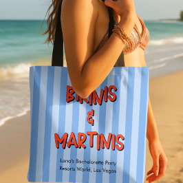 Bolsa Tote Bikinis Martinis Whimsical Dusty Blue Stripe Bach