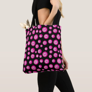 Bolsa Tote Bingo Balls Diversão Rosa e Preto
