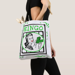 Bolsa Tote Bingo Lady Com Dinheiro No Bingo Card