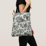 Bolsa Tote Birds and cherry blossom on white<br><div class="desc">Hand drawn cherry blossom branches with perching birds</div>