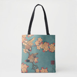 Bolsa Tote Birds Flowers Hokusai Art Japonês