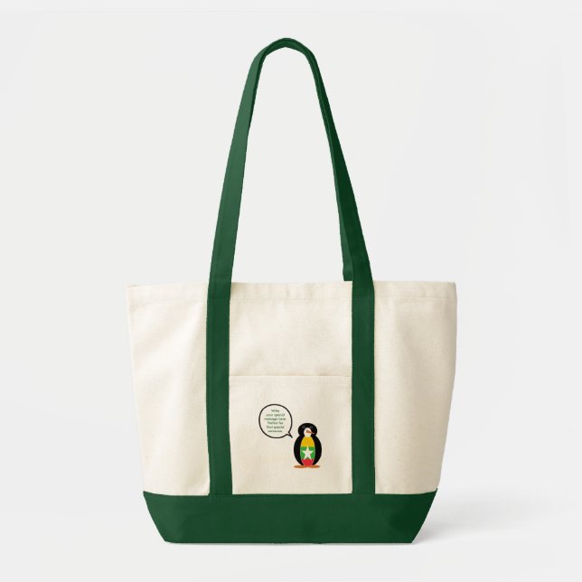 Bolsa Tote Birmanês, Bandeira de Myanmar, Falando com a Sra.  (Frente)