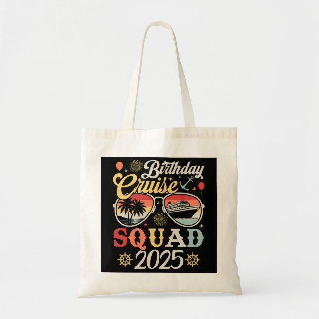 Bolsa Tote Birthday Cruise Squad 2025 Matching Familiar (Frente)