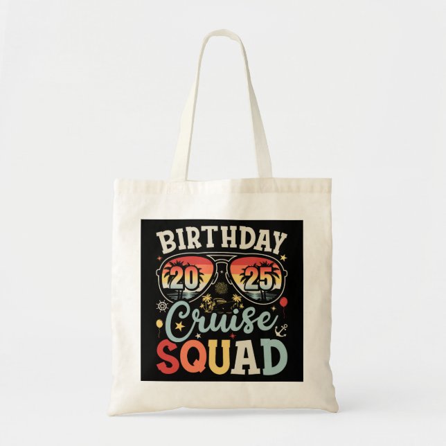 Bolsa Tote Birthday Cruise Squad 2025 Matching Familiar (Frente)