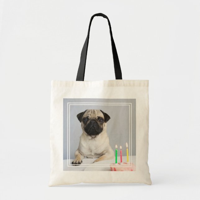 Bolsa Tote Birthday Pug (Frente)