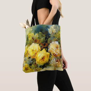 Bolsa Tote Bischoff - Rosas (amarelas), pintura de arte,