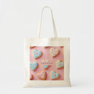 Bolsa Tote Biscoito Coração de Pastel Doce Personalizado