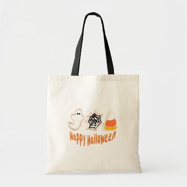 Bolsa Tote Biscoitos de Halloween Assador Assando  Doce (Frente)