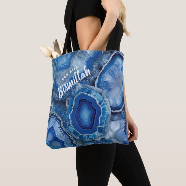 Bolsa Tote Bismillah Alhamdullilah Ágata Azul (Close Up)