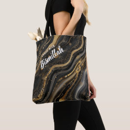 Bolsa Tote Bismillah Alhamdullilah Gold Black Agate