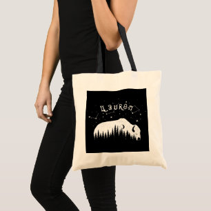 Bolsa Tote Bison Moon Wood Stars Galaxy Cinza
