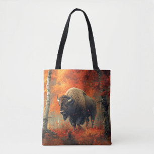 Bolsa Tote Bison no Trabalho de arte de Autumn Woods