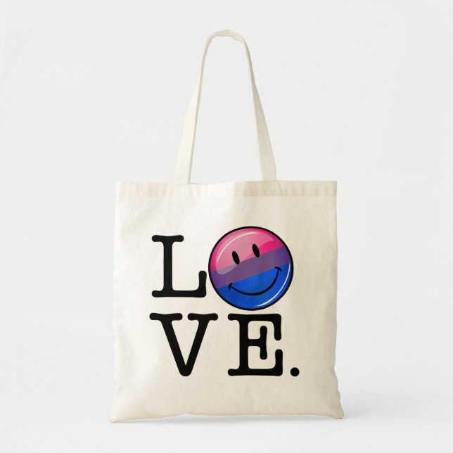 Bolsa Tote Bissexualidade Bandeira dentro da Palavra Amor (Frente)