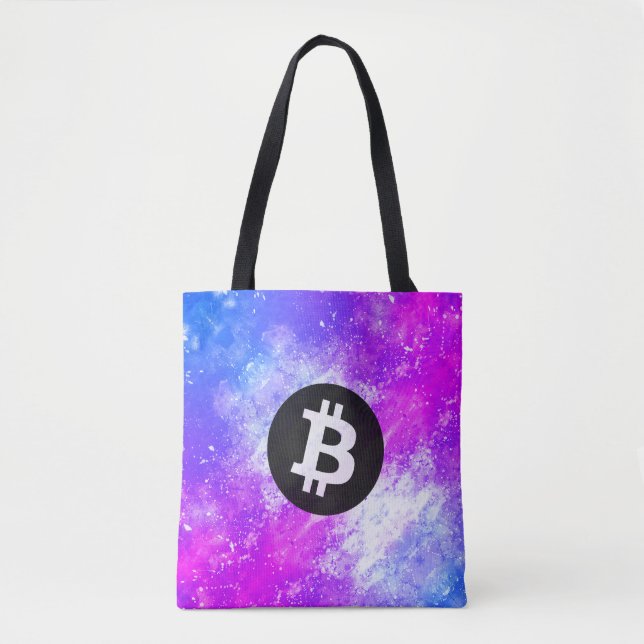 Bolsa Tote Bitcoin Aquarela (Estilo 2 - Miami) (Frente)
