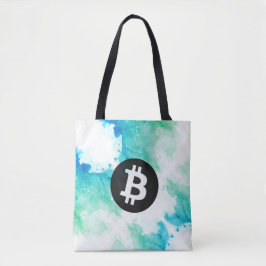 Bolsa Tote Bitcoin Watercolor (Style 5 - Wave Rider)