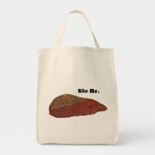 Bolsa Tote Bite-Me Engraçada Piada de carne de bife