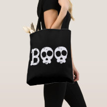 Black and White Bony Skull Boo