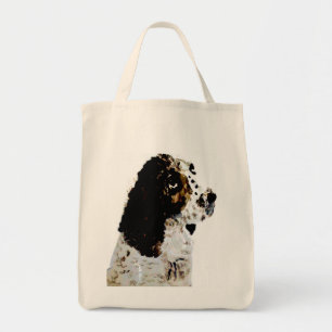 Bolsa Tote Black and White Dog Art Springer Spaniel