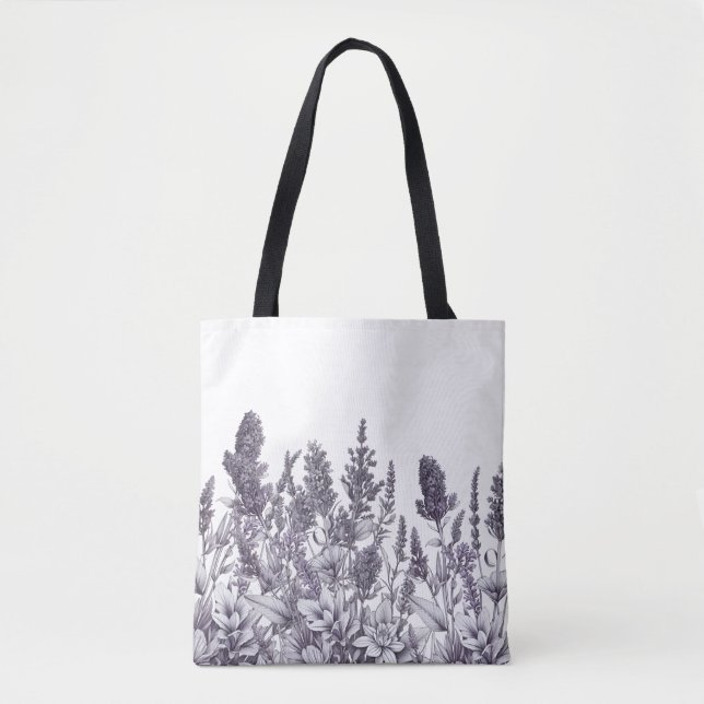 Bolsa Tote Black and White Flowers (Frente)