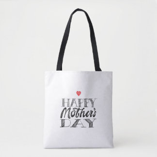 Bolsa Tote Black and White Mother's Day Lettering & Heart