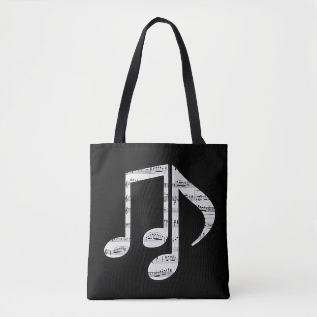 Bolsa Tote Black and White Music Notes (Frente)
