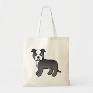 Bolsa Tote Black And White Staffordshire Bull Terrier Dog