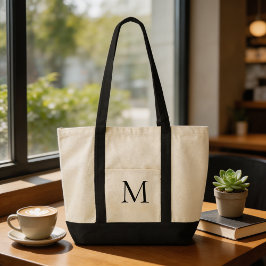 Bolsa Tote Black and White trendy modern simple typography 