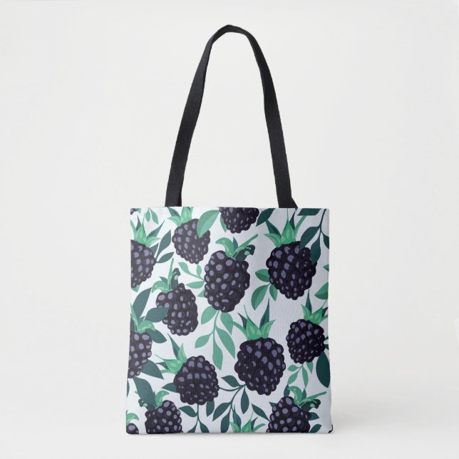 Bolsa Tote Black Berry Tropical: Padrão sem Fruta (Frente)