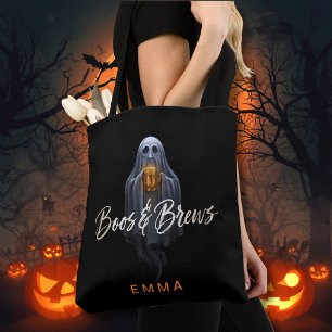 Bolsa Tote Black Boos & Brews Fantasma Halloween