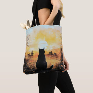 Bolsa Tote Black Car Sunset Orange Autumn Deixa Halloween