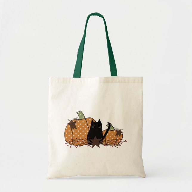 Bolsa Tote Black Cat E Pumpkins (Frente)