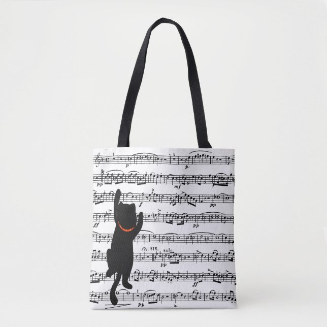 Bolsa Tote Black Cats On Sheet Music Token Bag (Frente)