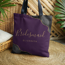 Bolsa Tote Black Gold Agate Purple Bridesmaid
