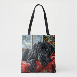 Bolsa Tote Black Labrador Cachorro Natal Festivo