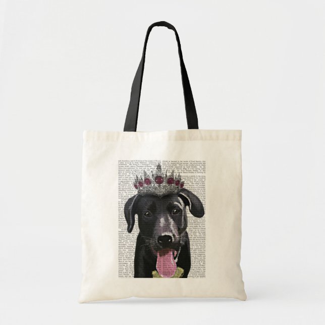 Bolsa Tote Black Labrador com Tiara (Frente)