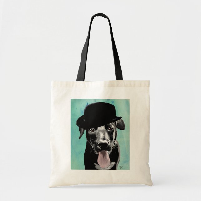 Bolsa Tote Black Labrador in Bowler Hat (Frente)