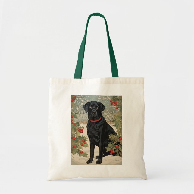 Bolsa Tote Black Labrador no inverno (Frente)