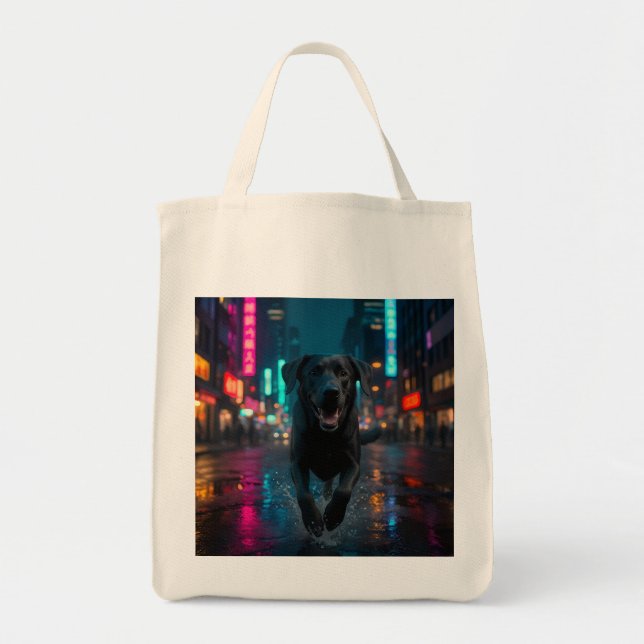 Bolsa Tote Black Labrador Retriever Elegant Grocery Tote Bag (Frente)