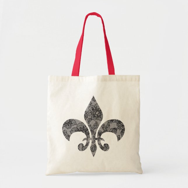 Bolsa Tote Black Lace 1 Fleur De Lis (Frente)