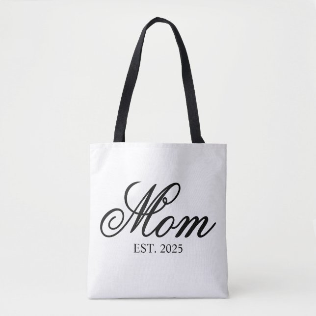 Bolsa Tote Black Ornate Script Established Mom (Frente)