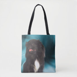 Bolsa Tote Black Pekingese Blue Swirls Dog Art