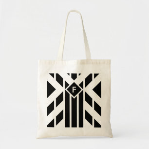 Bolsa Tote Black Quadrilateral Strips em branco com monograma