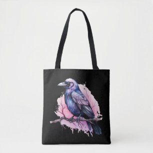 Bolsa Tote Black Raven em uma Ilustração de Ramificação