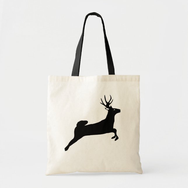 Bolsa Tote Black Reindeer Silhouette (Frente)