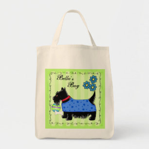 Bolsa Tote Black Scottie Terrier Dog Personalizado Verde