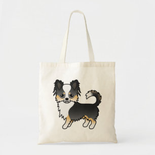 Bolsa Tote Black Tricolor Long Casaco Chihuahua Cartoon Dog
